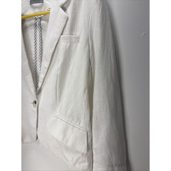 Olivia Moon Women’s 100% Linen White 1-Button Blazer Pockets Sz M - Picture 2 of 15